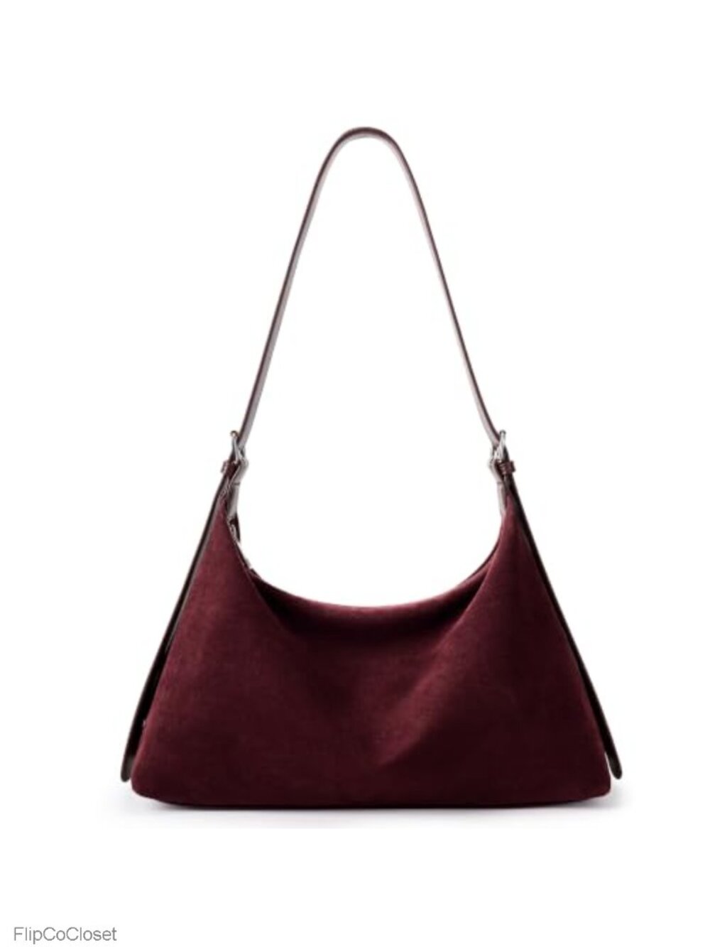 Faux Suede Hobo Bag Crescent Tote Adjustable Strap Shoulder Purse